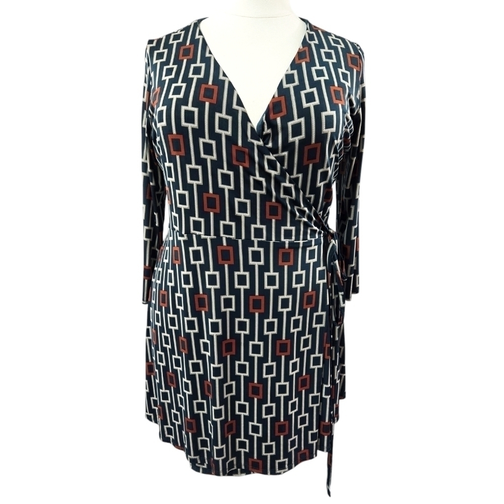 Alexia Admor Diana Dark Emerald Green Geometric Wrap Dress Party Stretchy